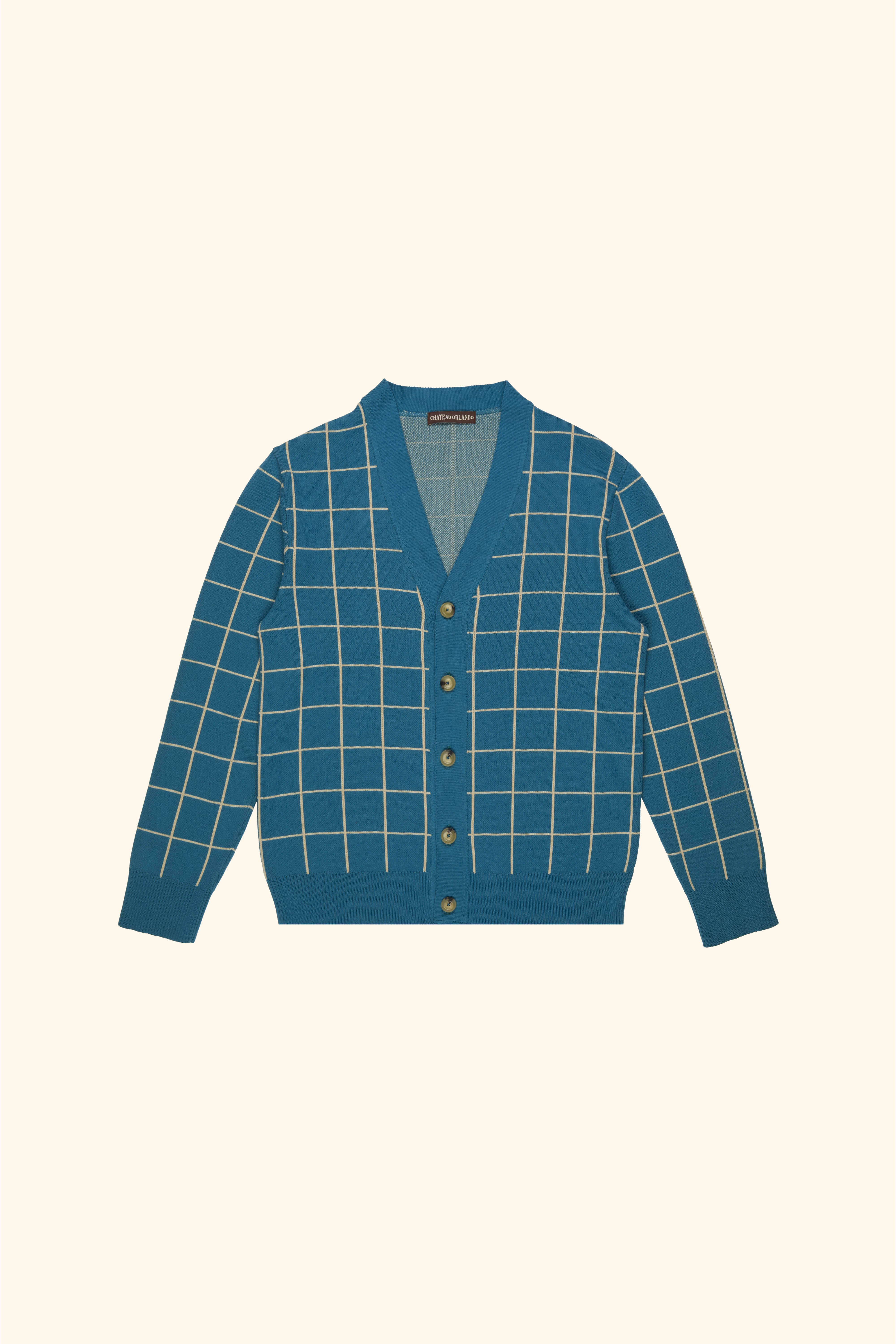 Windowpane Check Cardigan